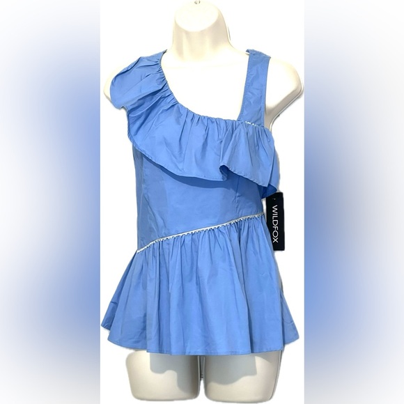 Wilfox Ruffle Laurent Blouse, Beaded Design,  Size Medium, NWT - Picture 1 of 11